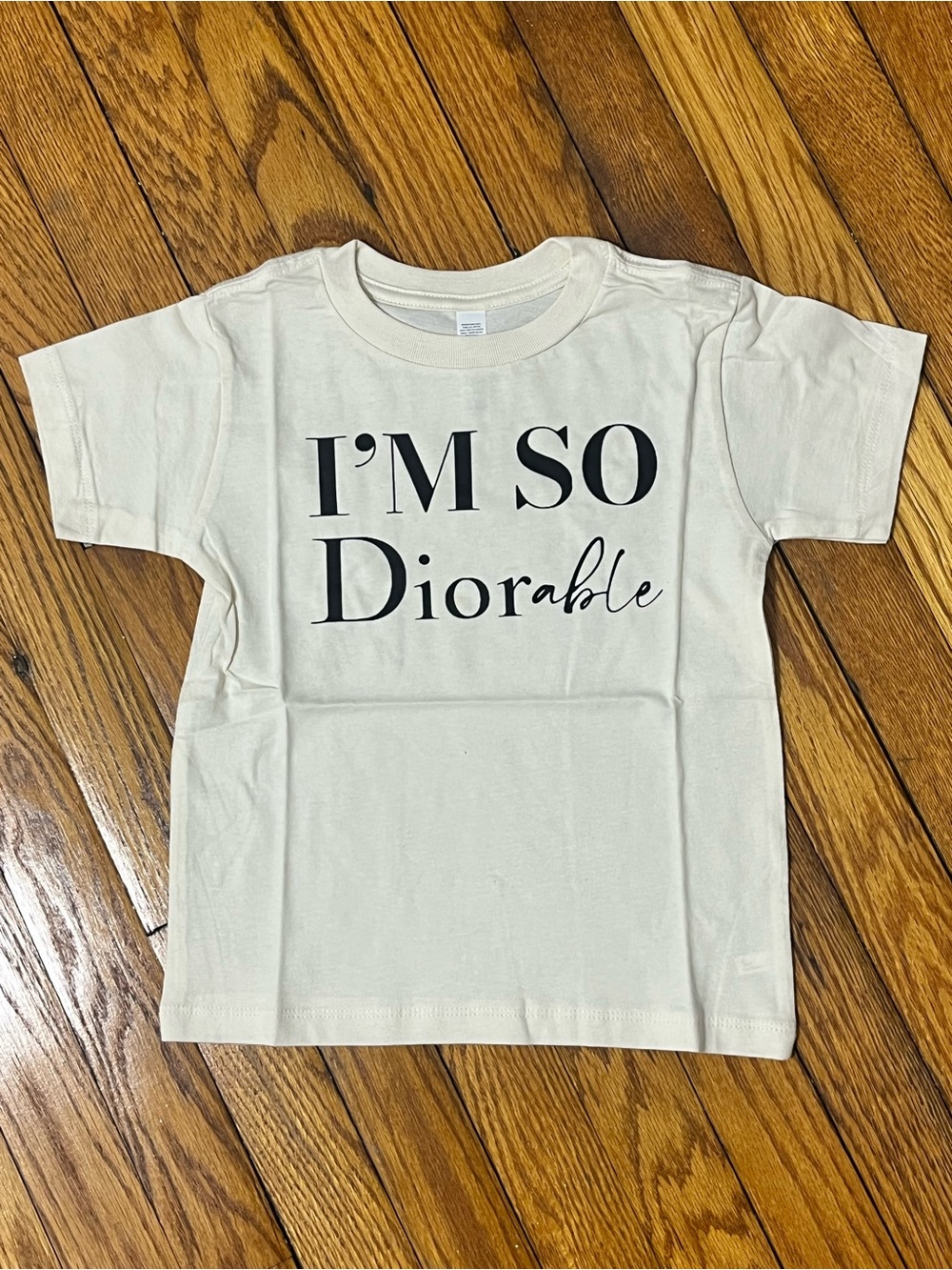 Kids 'I'm So Diorable' Cream Graphic Tee